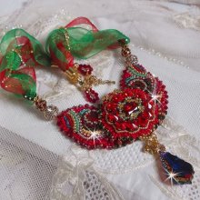 Collana Mia Haute-Couture Barocco/Vintage ricamata con cristalli Swarovski, placcata oro, perline di varie qualità